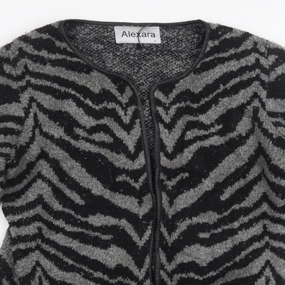 Alexara Womens Grey Geometric Knit Cardigan Jumper Size M