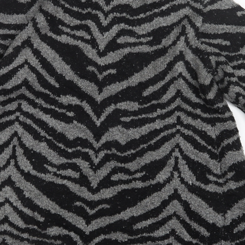 Alexara Womens Grey Geometric Knit Cardigan Jumper Size M