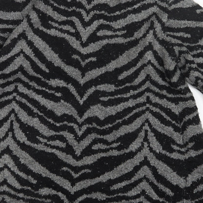 Alexara Womens Grey Geometric Knit Cardigan Jumper Size M