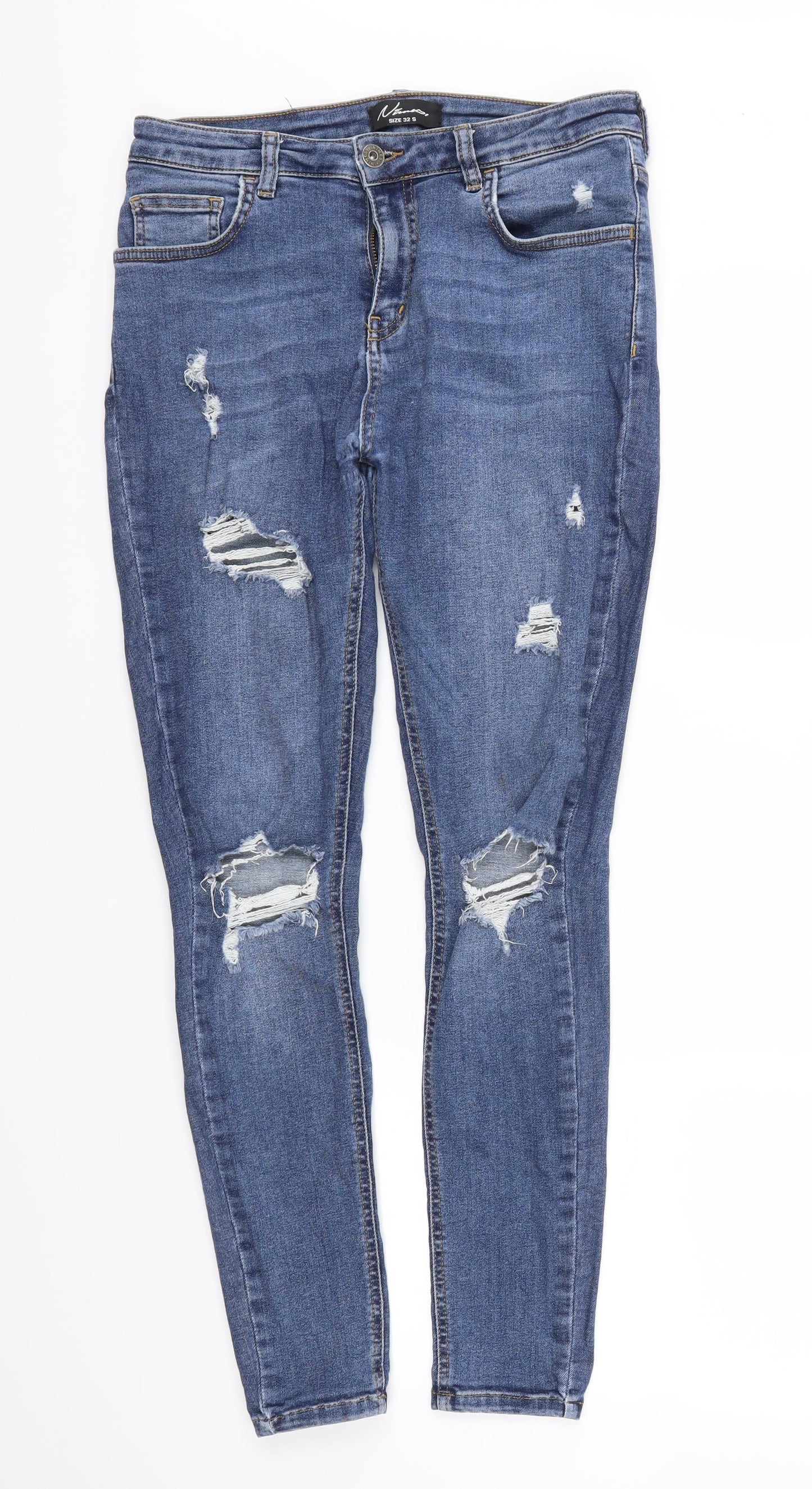 Womens UK Size 32 Preworn Regular Fit Skinny Blue Jeans