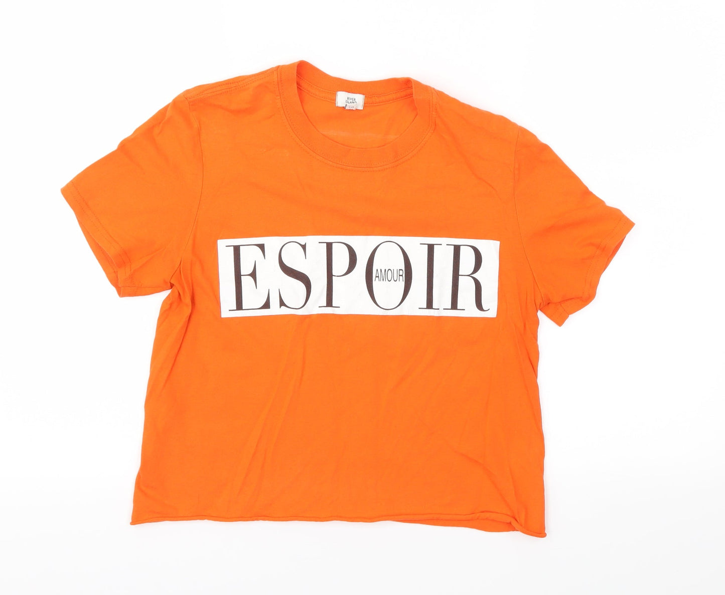 Womens UK Size 8 River Island Orange Basic T-Shirt