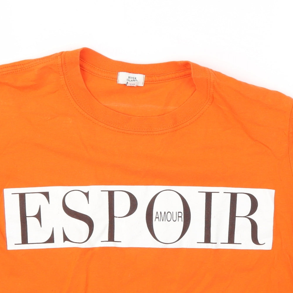 Womens UK Size 8 River Island Orange Basic T-Shirt