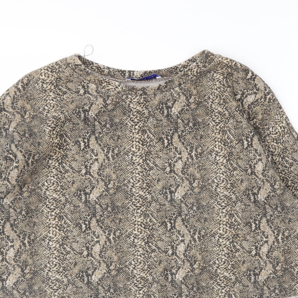 Zara Womens Brown Animal Print  Pullover Jumper Size S