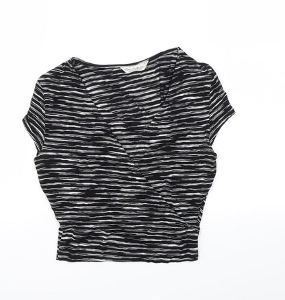 Miss Selfridge Womens Black Striped  Basic T-Shirt Size 8