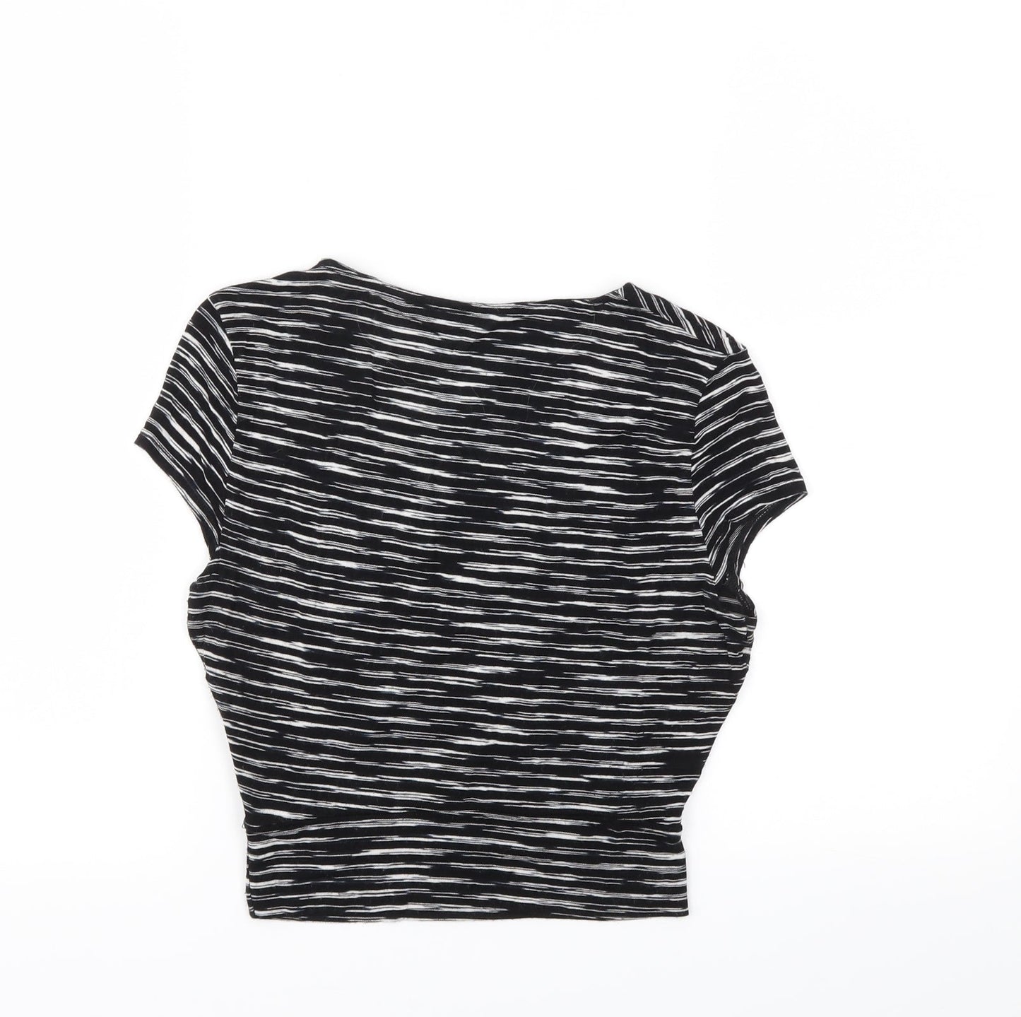 Miss Selfridge Womens Black Striped  Basic T-Shirt Size 8