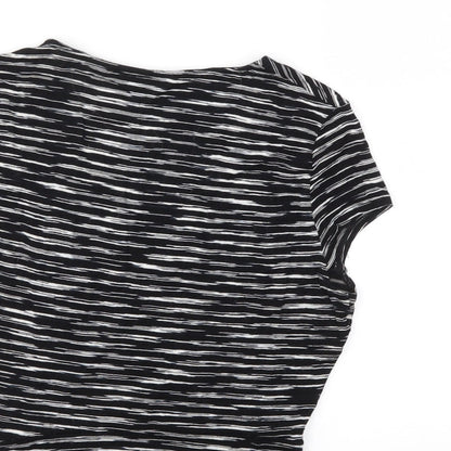 Miss Selfridge Womens Black Striped  Basic T-Shirt Size 8
