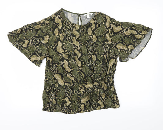 Womens UK Size 8 H&M Green Basic T-Shirt