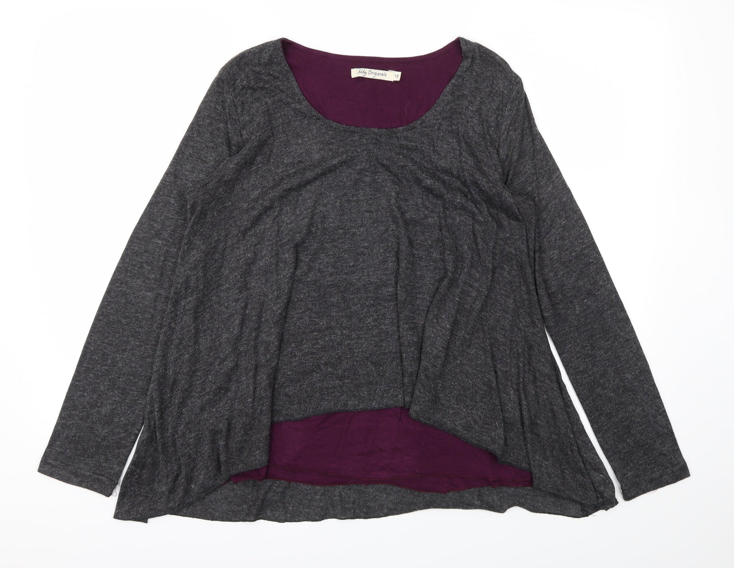 Lily Originals Womens Grey   Basic T-Shirt Size 12