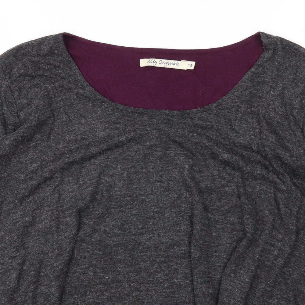 Lily Originals Womens Grey   Basic T-Shirt Size 12