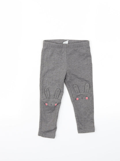 H&M Girls Grey Animal Print  Capri Leggings Size 12 Months