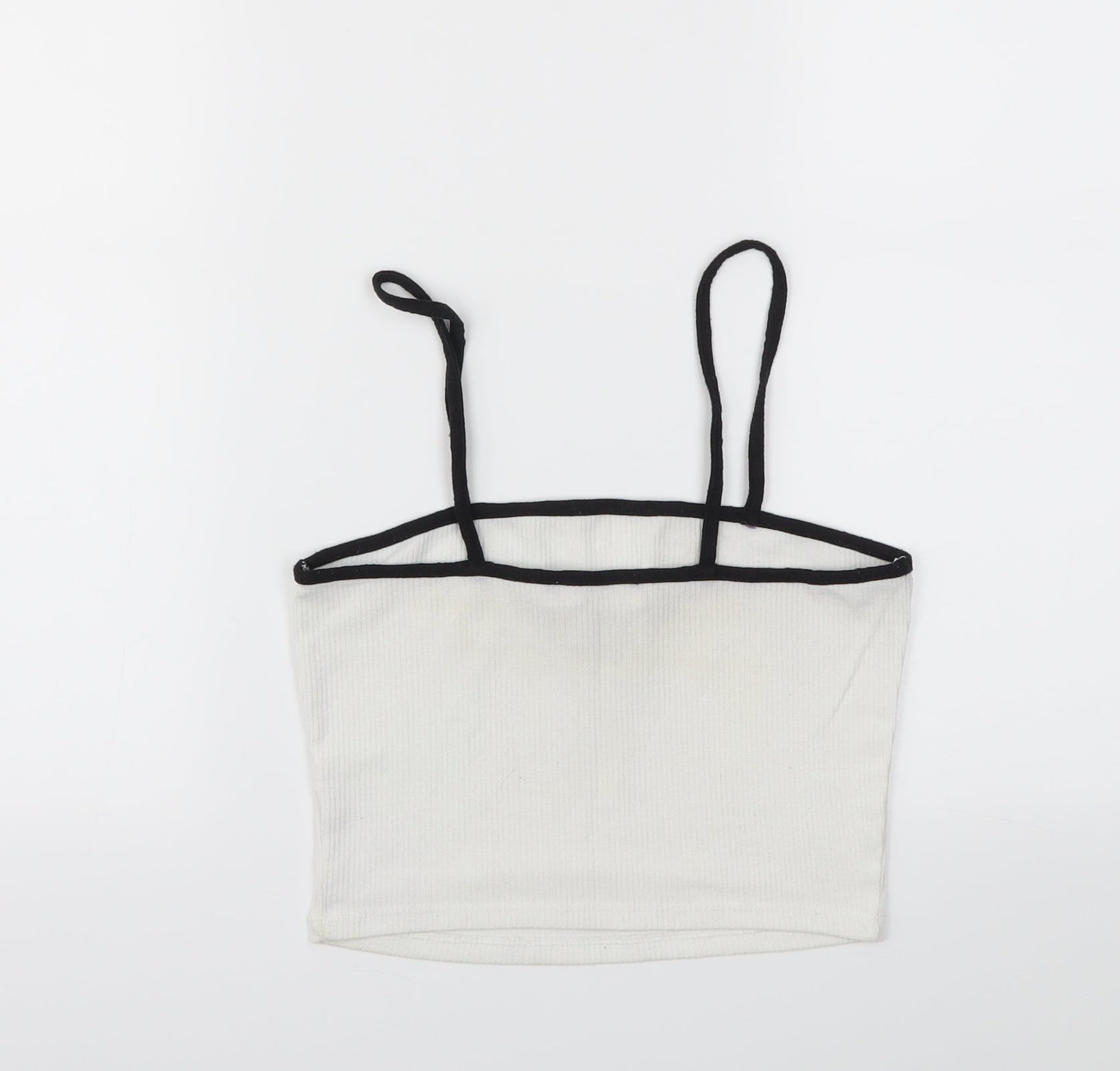 Womens UK Size 6 Missguided White Cropped T-Shirt