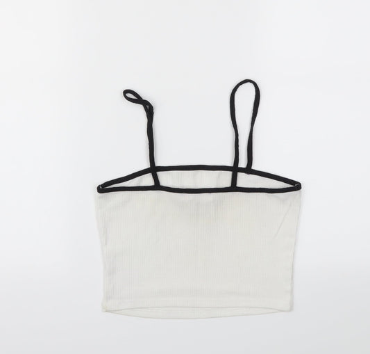 Womens UK Size 6 Missguided White Cropped T-Shirt