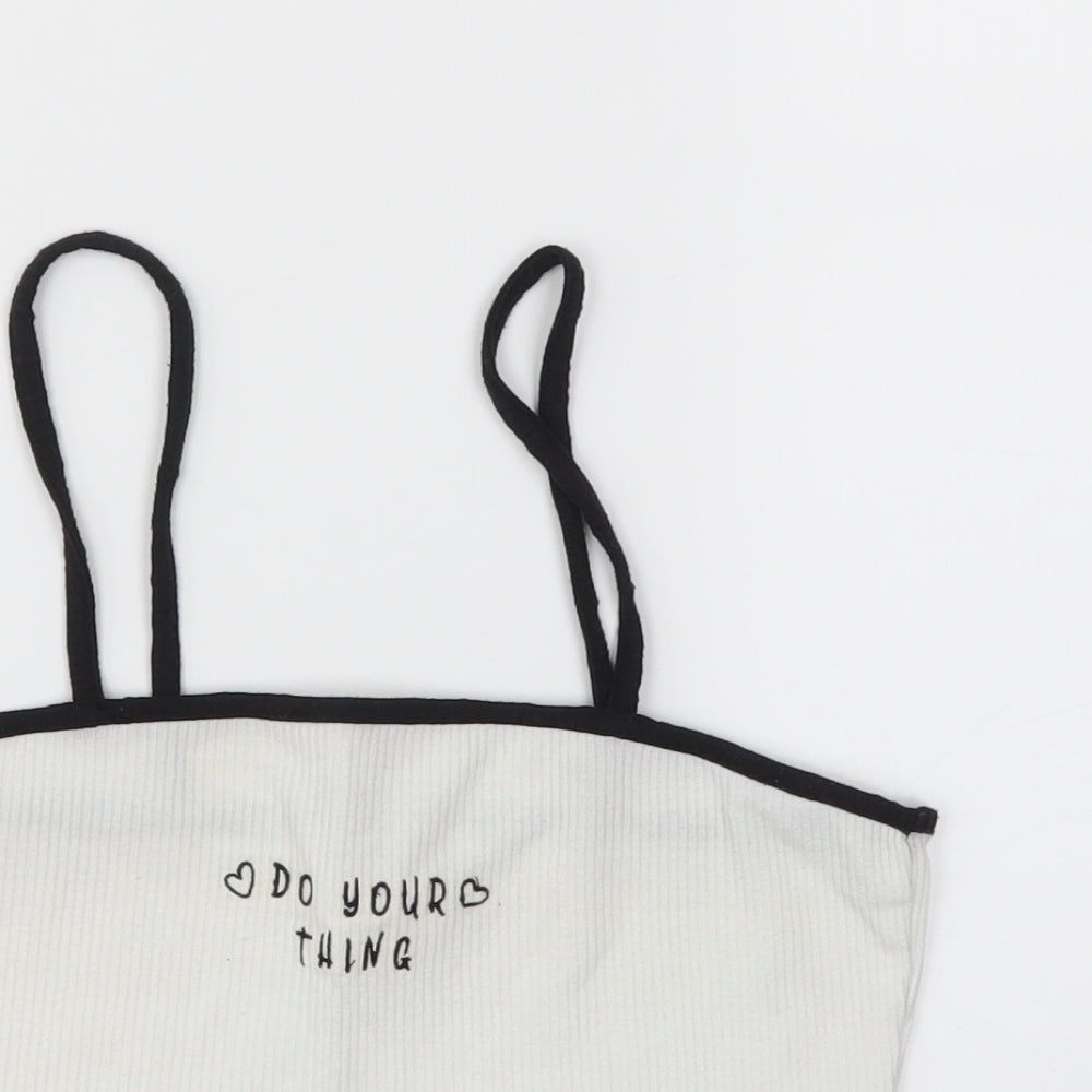 Womens UK Size 6 Missguided White Cropped T-Shirt