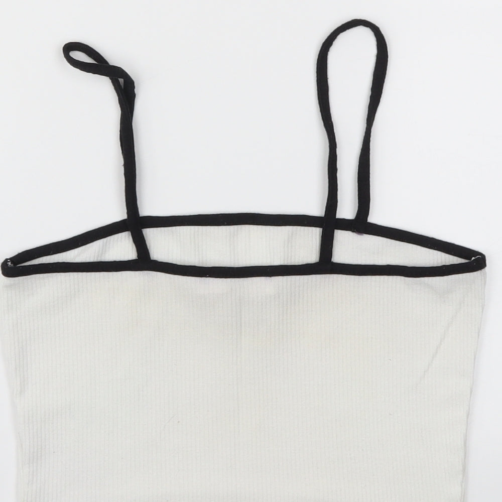 Womens UK Size 6 Missguided White Cropped T-Shirt