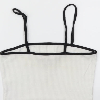 Womens UK Size 6 Missguided White Cropped T-Shirt