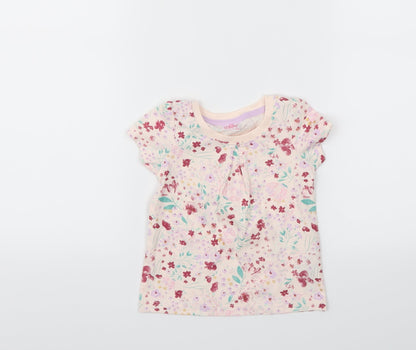 SO CUTE Girls Pink Floral  Basic T-Shirt Size 9-12 Months