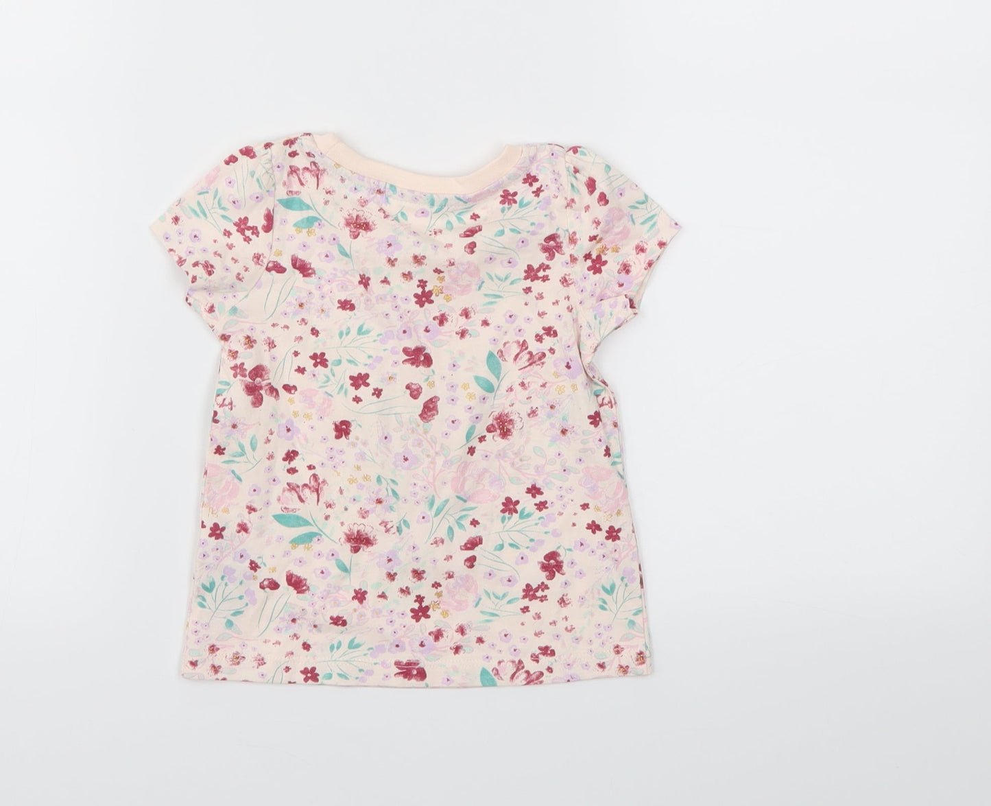 SO CUTE Girls Pink Floral  Basic T-Shirt Size 9-12 Months
