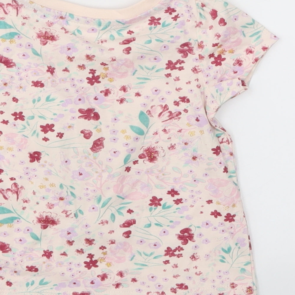 SO CUTE Girls Pink Floral  Basic T-Shirt Size 9-12 Months
