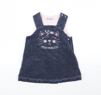 BEL BIMBO Girls Blue Animal Print  A-Line  Size 12-18 Months