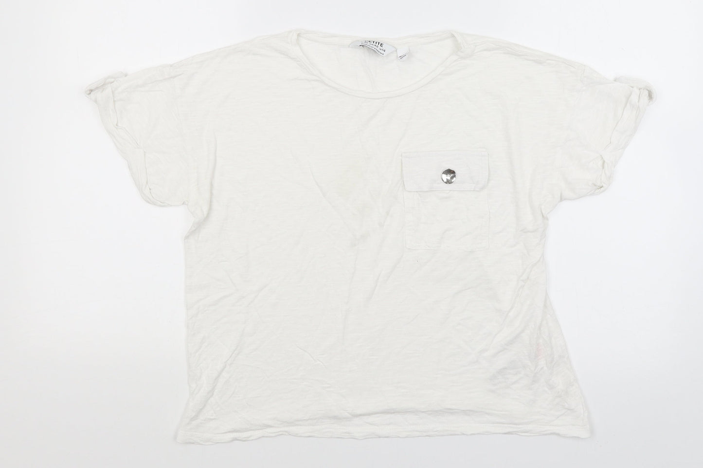 Womens UK Size 14 Dorothy Perkins White Basic T-Shirt