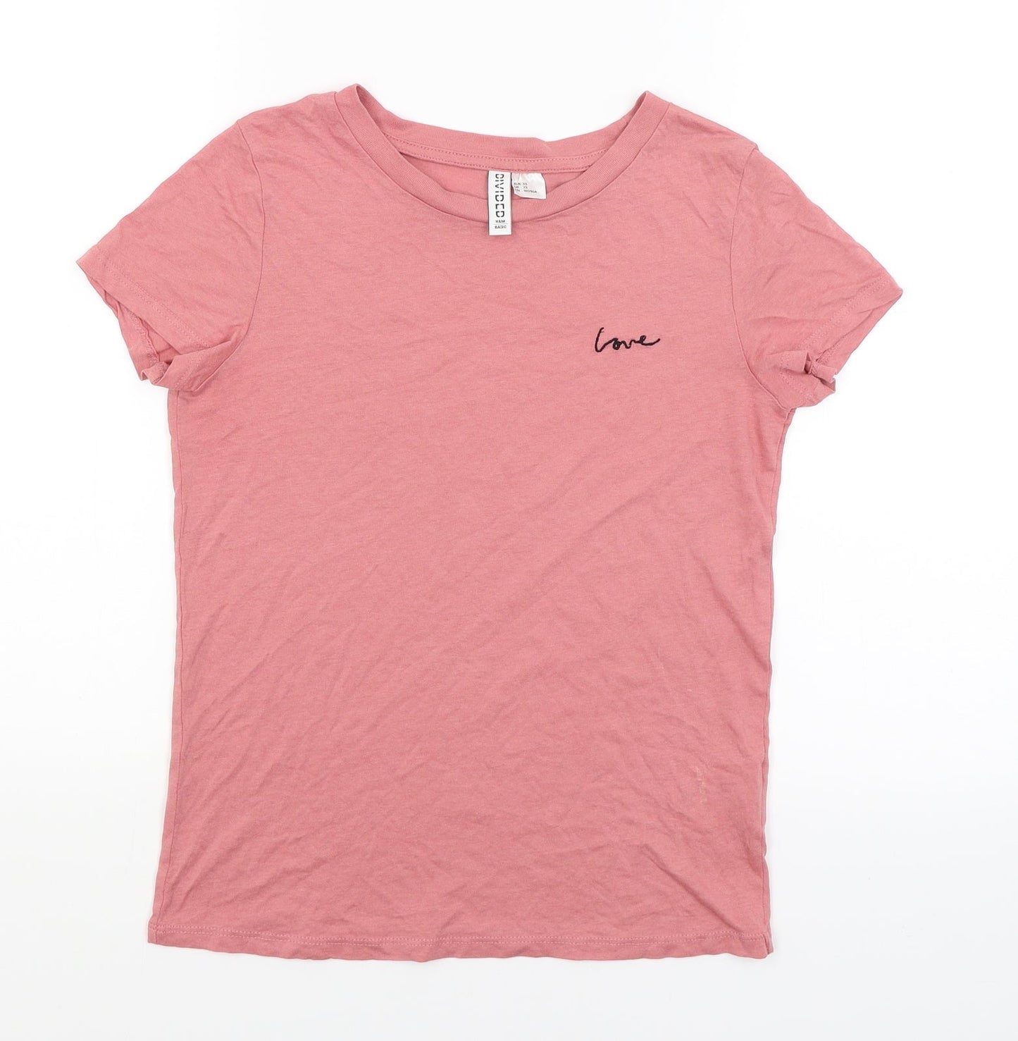 Womens UK Size XS Divided Pink Basic T-Shirt