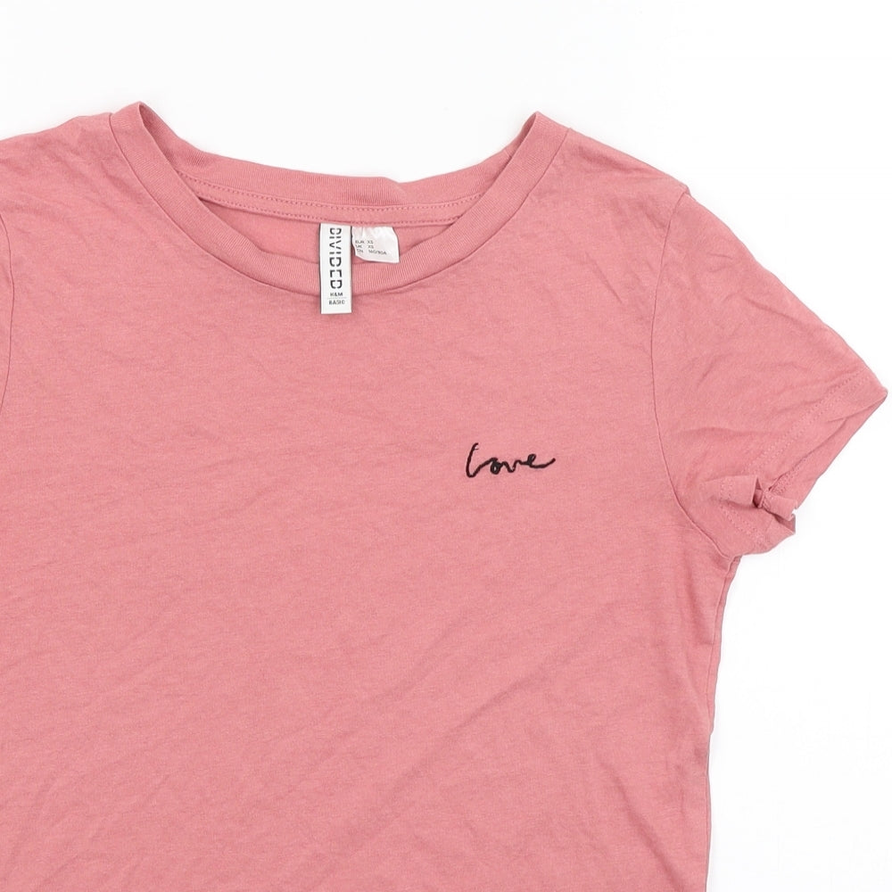 Womens UK Size XS Divided Pink Basic T-Shirt