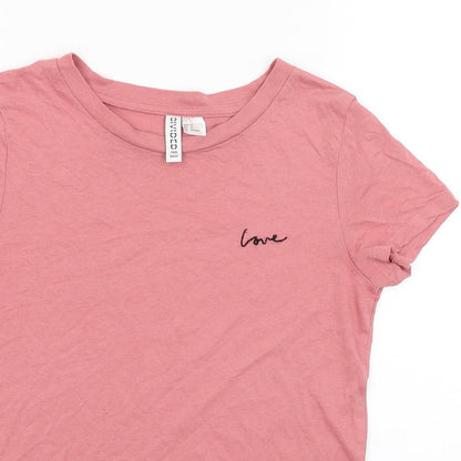 Womens UK Size XS Divided Pink Basic T-Shirt