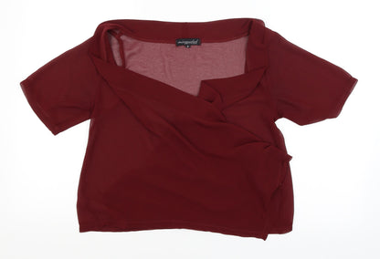 Womens UK Size 8 Missguided Red Wrap T-Shirt