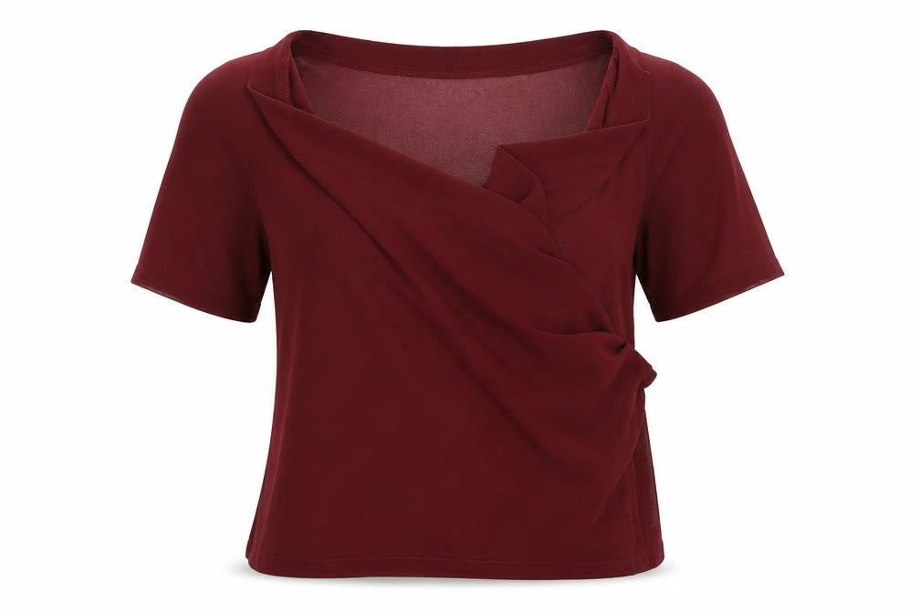 Womens UK Size 8 Missguided Red Wrap T-Shirt