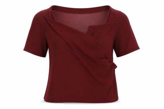 Womens UK Size 8 Missguided Red Wrap T-Shirt