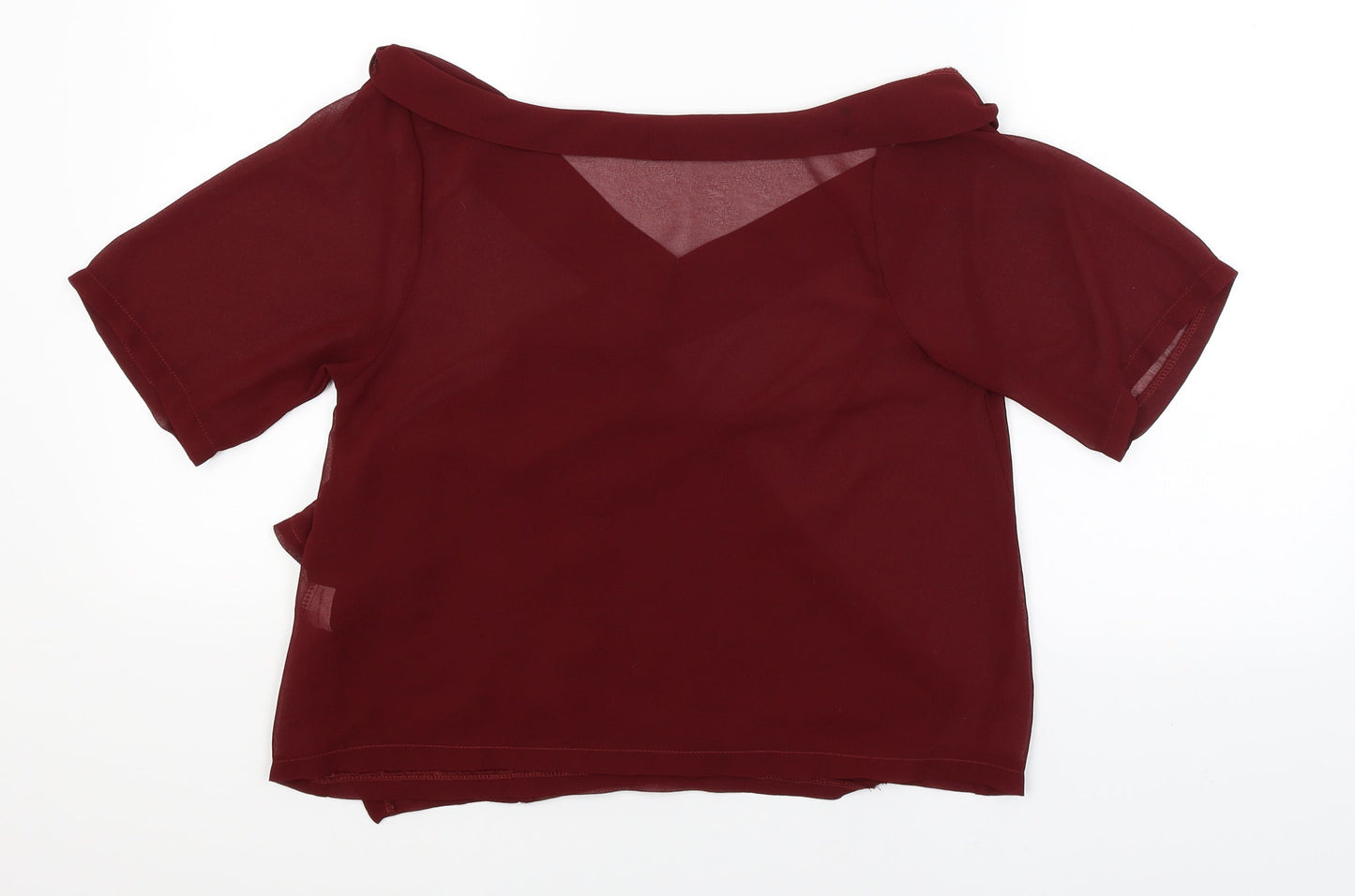 Womens UK Size 8 Missguided Red Wrap T-Shirt