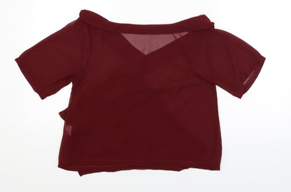 Womens UK Size 8 Missguided Red Wrap T-Shirt