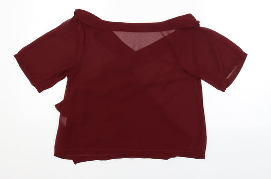 Womens UK Size 8 Missguided Red Wrap T-Shirt