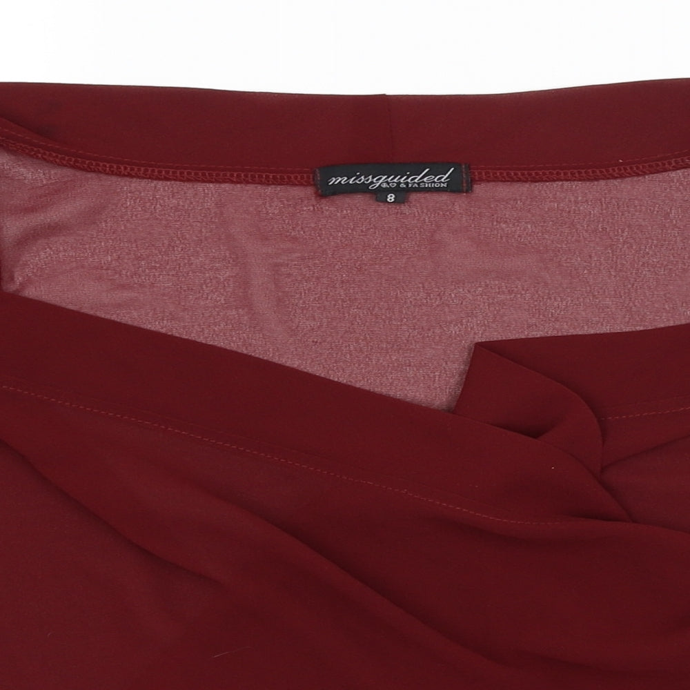 Womens UK Size 8 Missguided Red Wrap T-Shirt