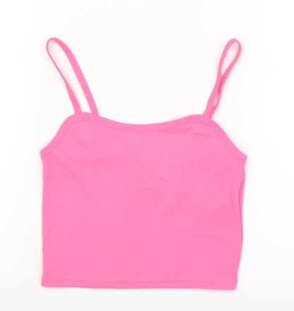 Womens UK Size XS H&M Pink Cropped Tank