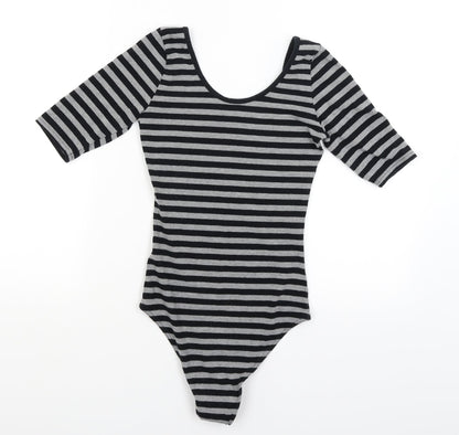 Dorothy Perkins Womens Grey Striped  Bodysuit One-Piece Size 6