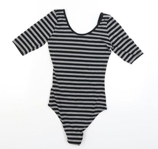 Dorothy Perkins Womens Grey Striped  Bodysuit One-Piece Size 6