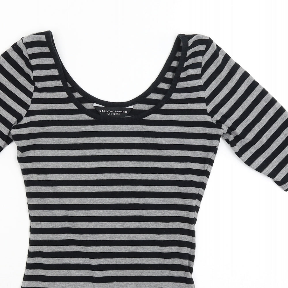 Dorothy Perkins Womens Grey Striped  Bodysuit One-Piece Size 6
