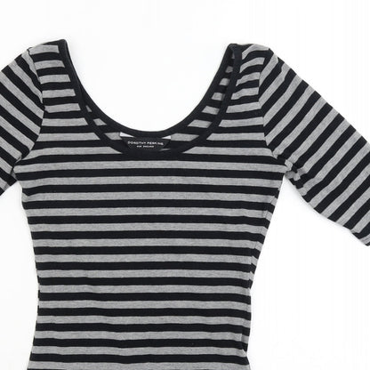 Dorothy Perkins Womens Grey Striped  Bodysuit One-Piece Size 6