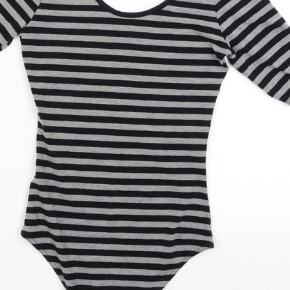 Dorothy Perkins Womens Grey Striped  Bodysuit One-Piece Size 6