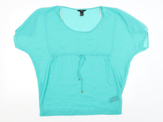 Womens UK Size 8 H&M Green Basic T-Shirt