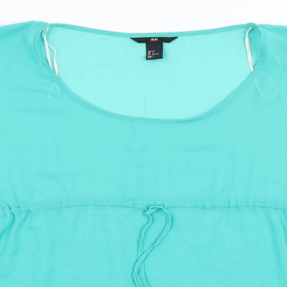 Womens UK Size 8 H&M Green Basic T-Shirt