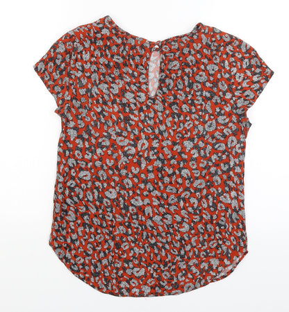 H&M Womens Red Animal Print  Basic T-Shirt Size 8