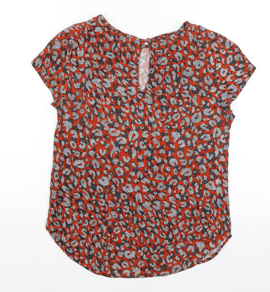 H&M Womens Red Animal Print  Basic T-Shirt Size 8