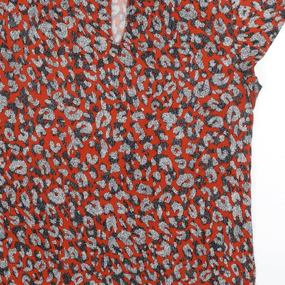 H&M Womens Red Animal Print  Basic T-Shirt Size 8