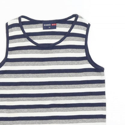 Designers Boys Boys Blue Striped  Basic Tank Size 7 Years