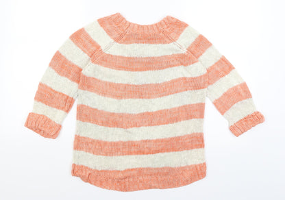 F&F Womens Orange Striped  Pullover Jumper Size 12