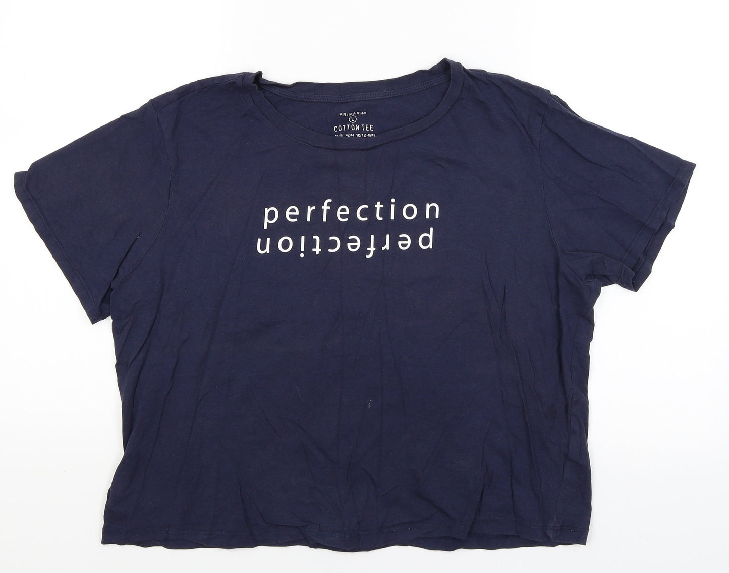 Primark Womens Blue   Cropped T-Shirt Size L  - Perfection