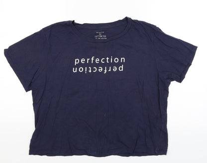 Primark Womens Blue   Cropped T-Shirt Size L  - Perfection