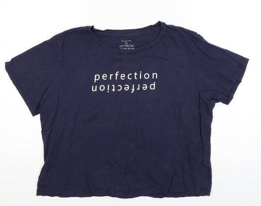 Primark Womens Blue   Cropped T-Shirt Size L  - Perfection